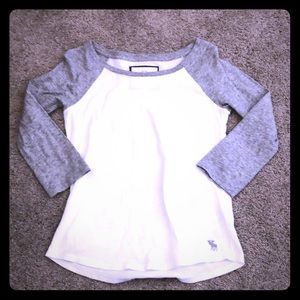 White $ Grey Abercrombie & Fitch 3/4 Baseball Tee